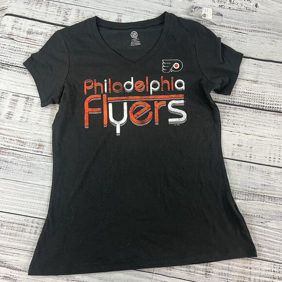Philadelphia Flyers Hockey NHL Tee Shirt size Medium 8 10 Black Red Sports - Picture 2 of 6